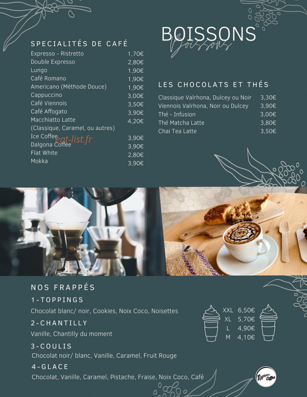 Neptune's coffee — carte page 1