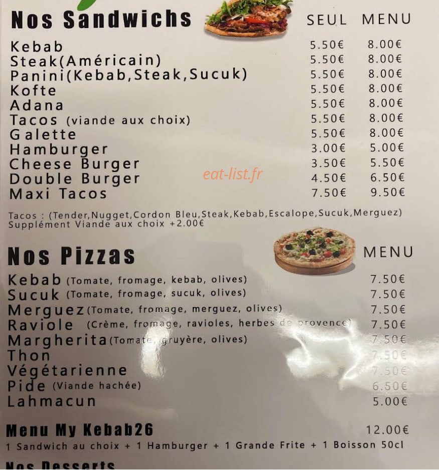 My Kebab — carte page 1