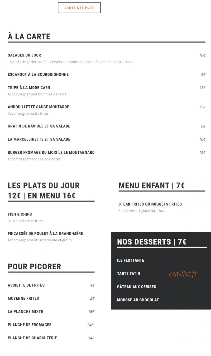 La Bonne Ambiance — carte page 1