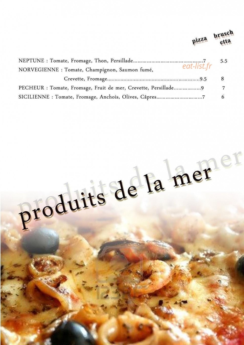 Pasta pizza — carte page 3
