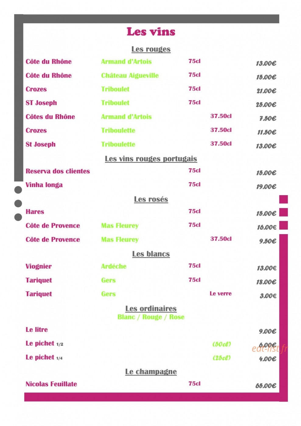 Le Provencal — carte page 9