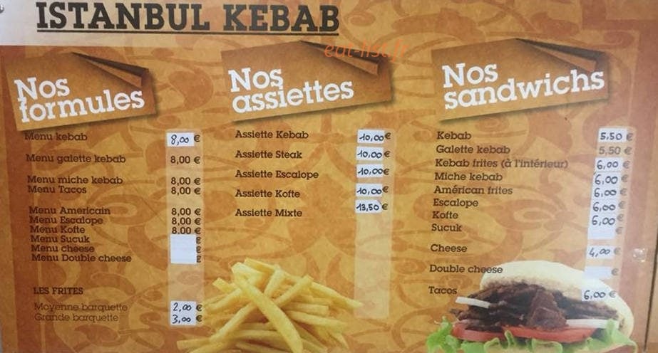 Istanbul Kebab — carte page 1