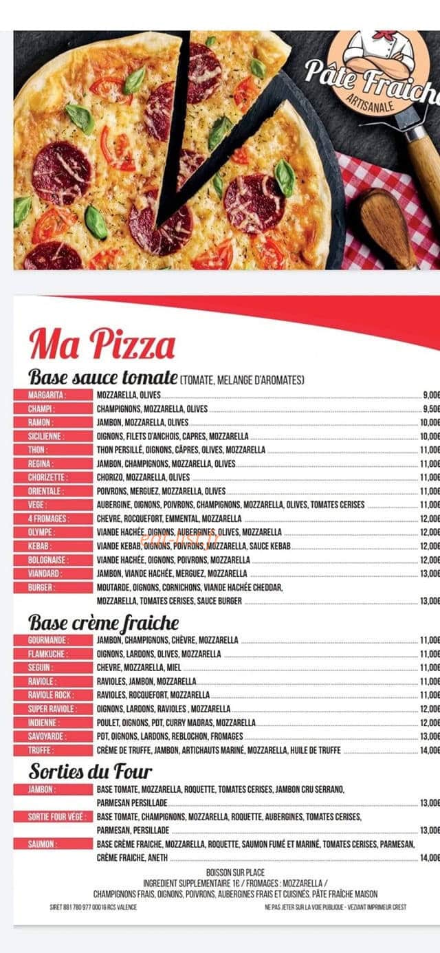 Ma pizza — carte page 1