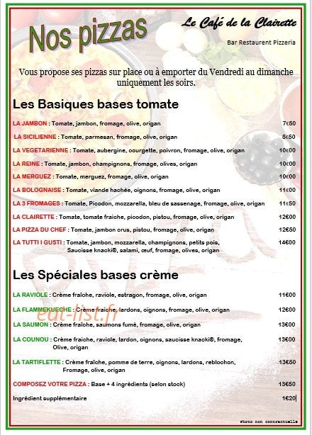 Le café de la clairette — carte page 1