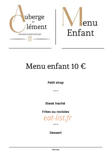 Auberge de Clément — carte page 2