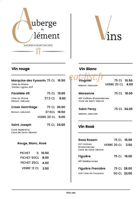 Auberge de Clément — carte page 6