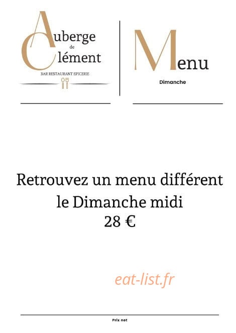 Auberge de Clément — carte page 4