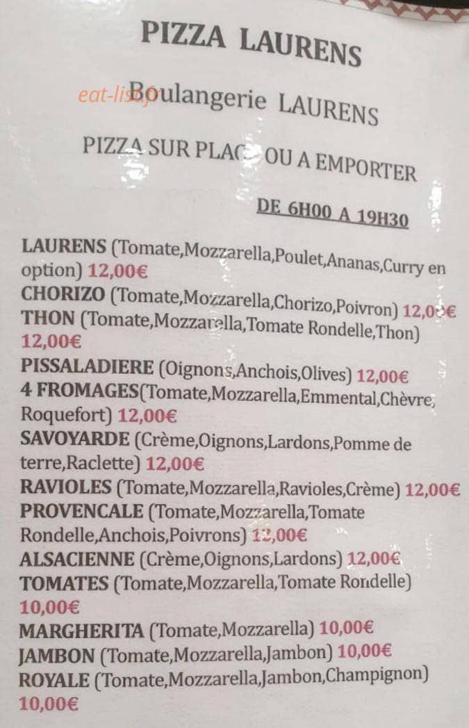Boulangerie Laurens — carte page 1