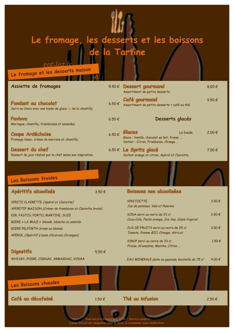 La Tartine — carte page 2