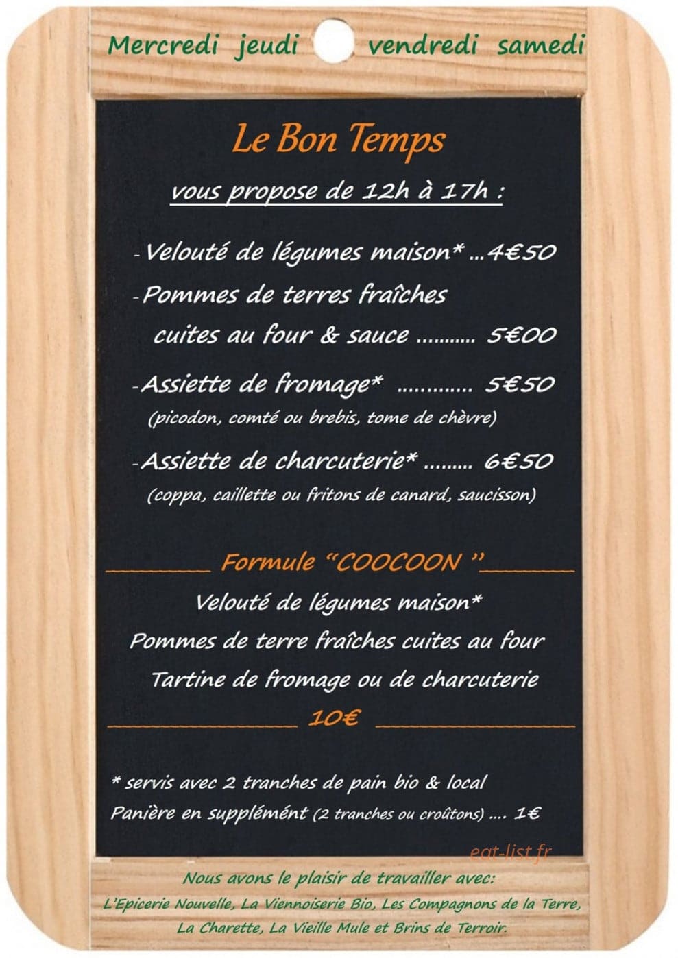 Le Bon Temps — carte page 1