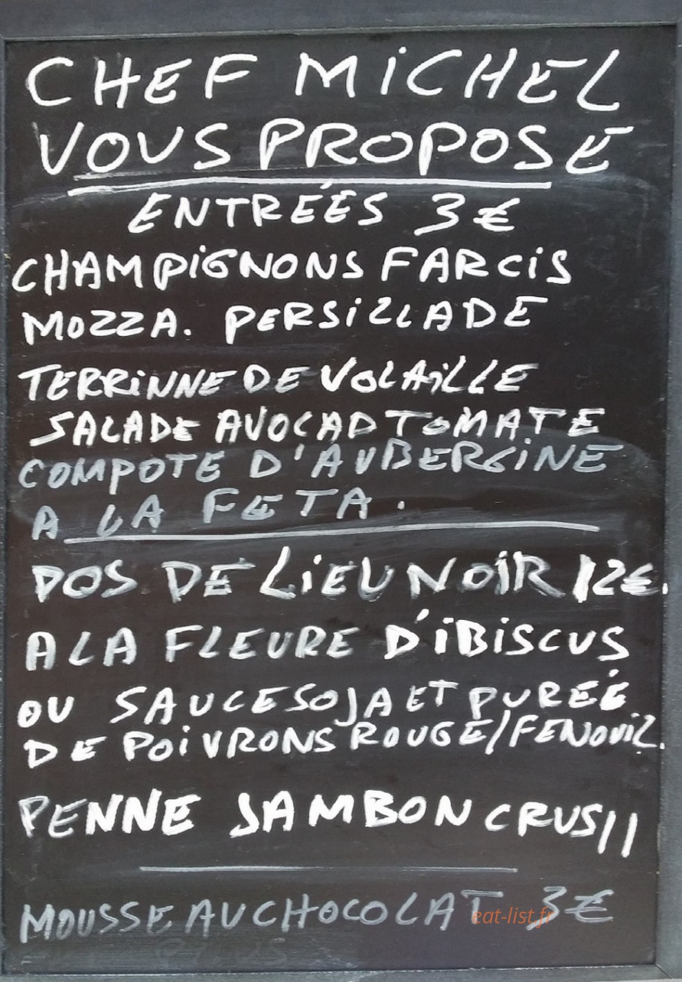 Le CresToranT — carte page 1
