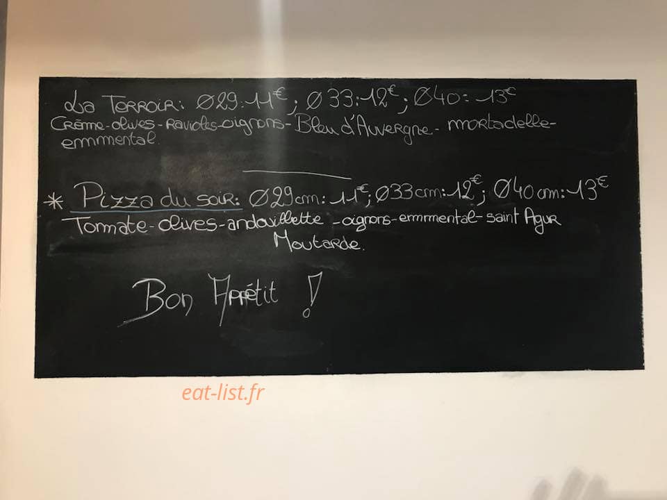 Carte et menu de Trinacria pizza chez Franckychez Francky à Crest — la terroir
