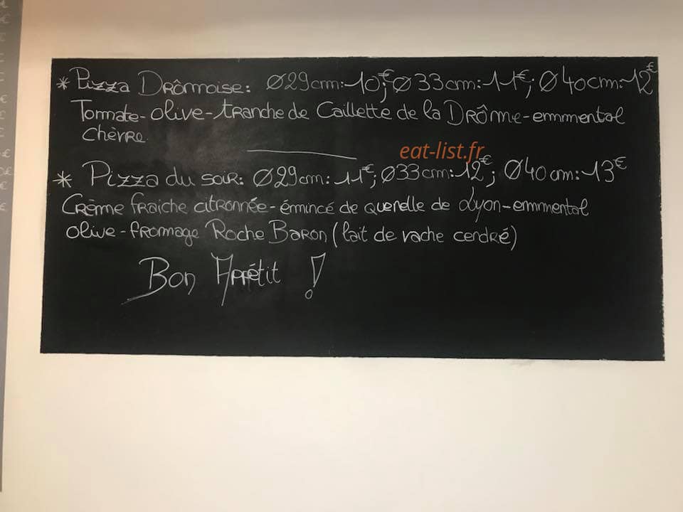 Carte et menu de Trinacria pizza chez Franckychez Francky à Crest — la pizza drômoise