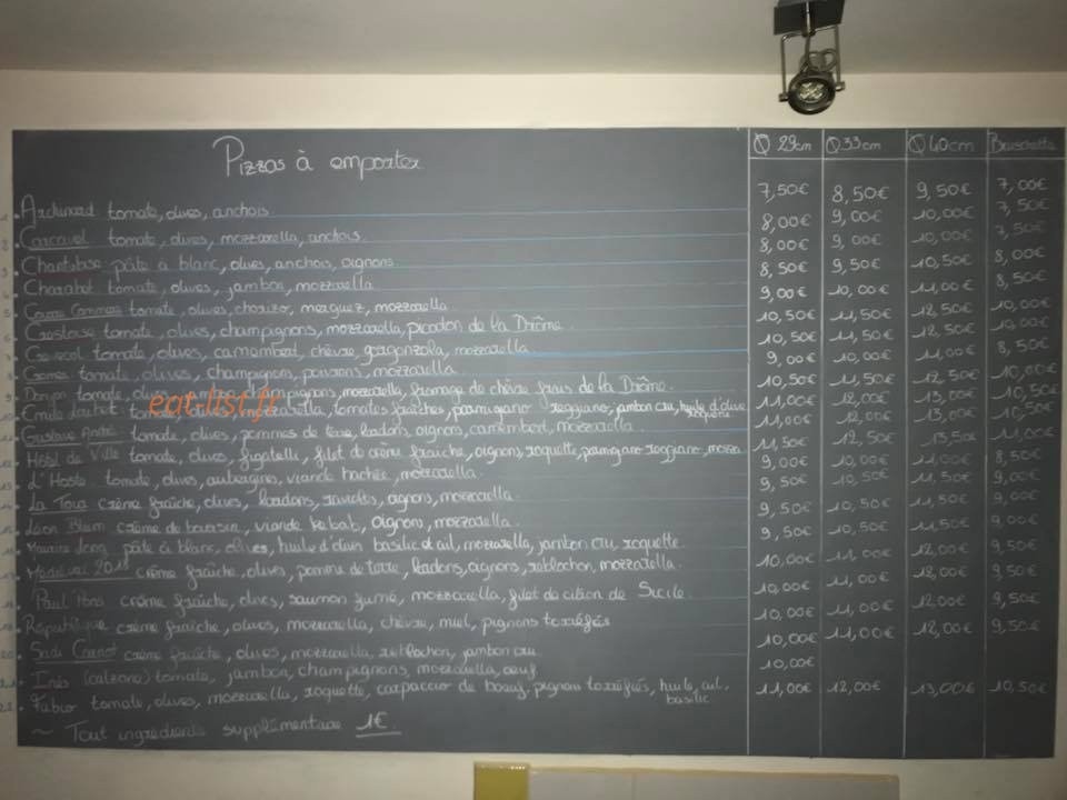 Carte et menu de Trinacria pizza chez Franckychez Francky à Crest — Les pizzas à emporter