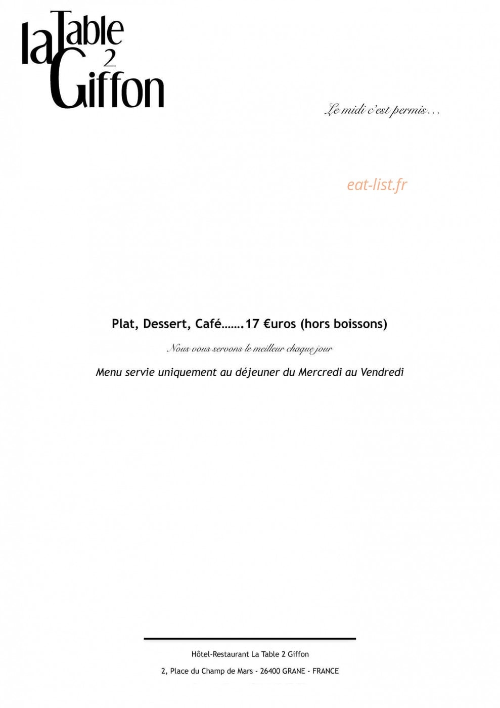 La Table 2 Giffon — carte page 2