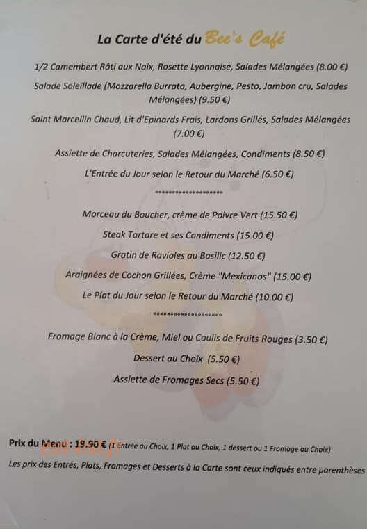 Bee's Café — carte page 2