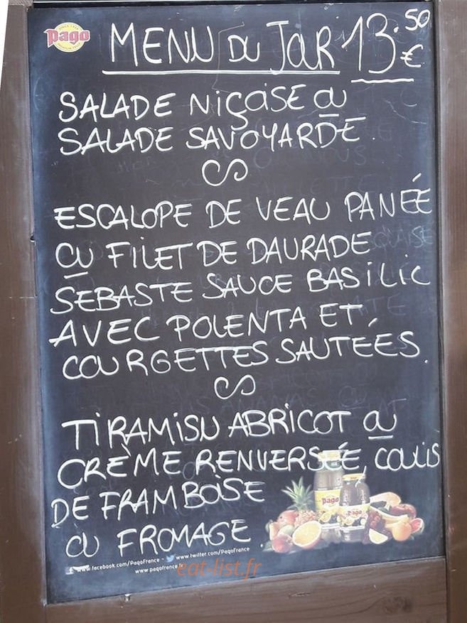 Restaurant L'Ami Rabel — carte page 1