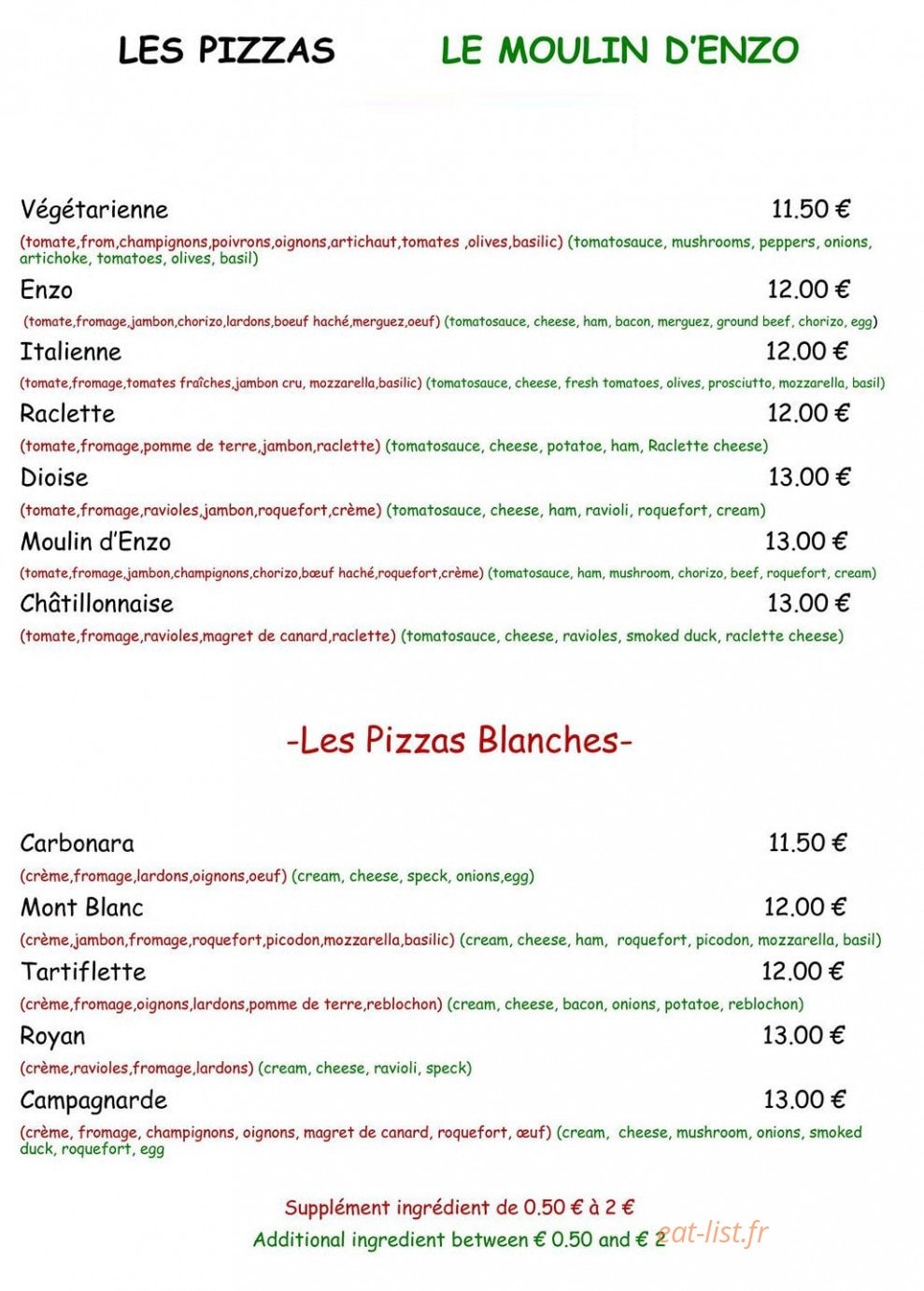 Le Moulin d'Enzo — carte page 2