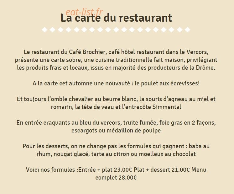 Café Brochier — carte page 1