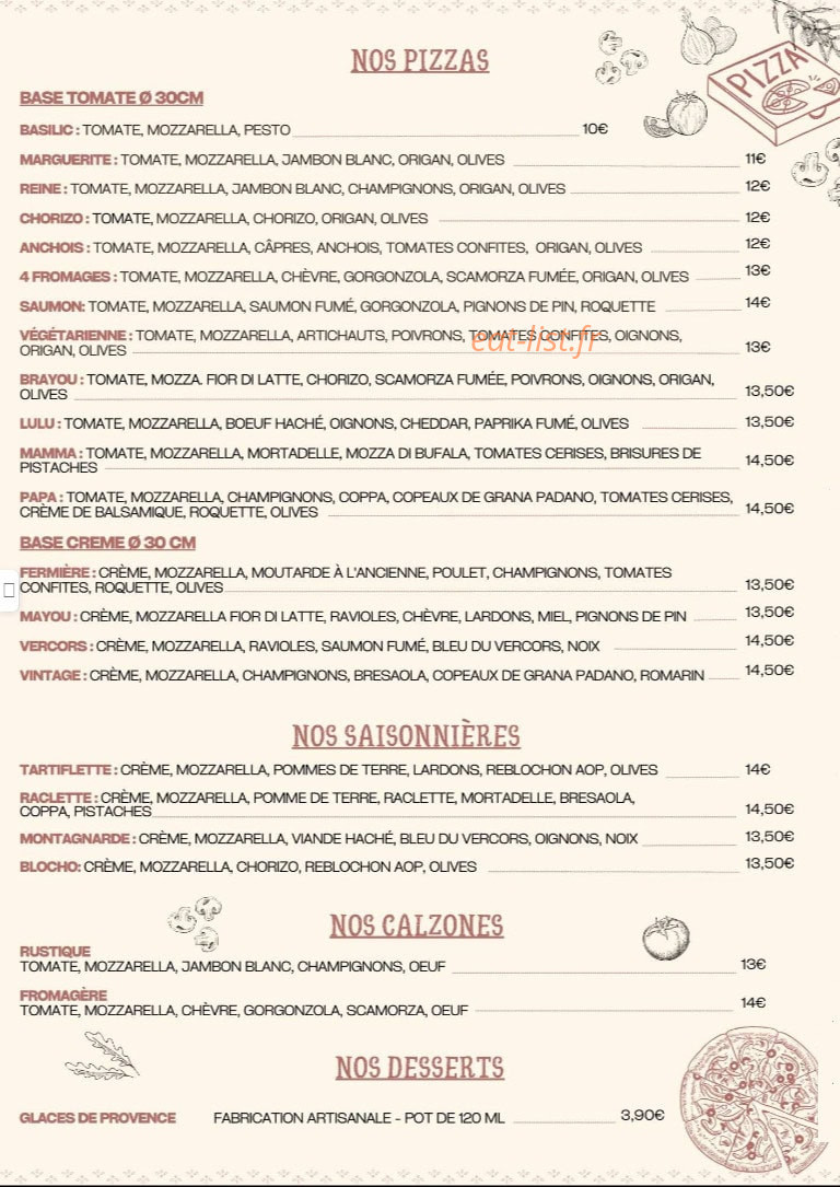 Pizzeria Vintage — carte page 2