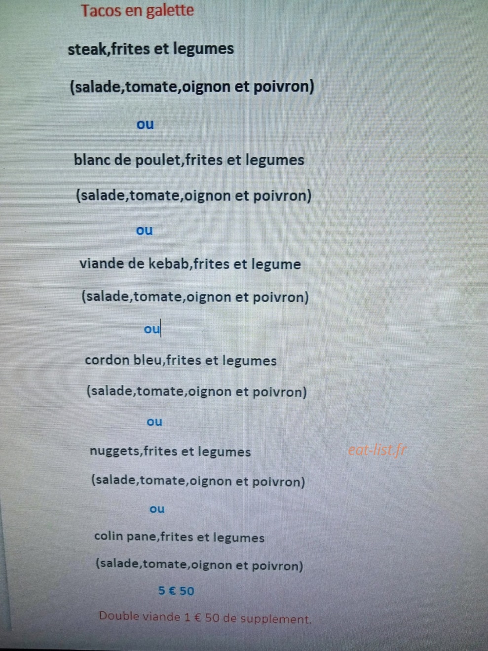 Snack sur le pouce — carte page 5