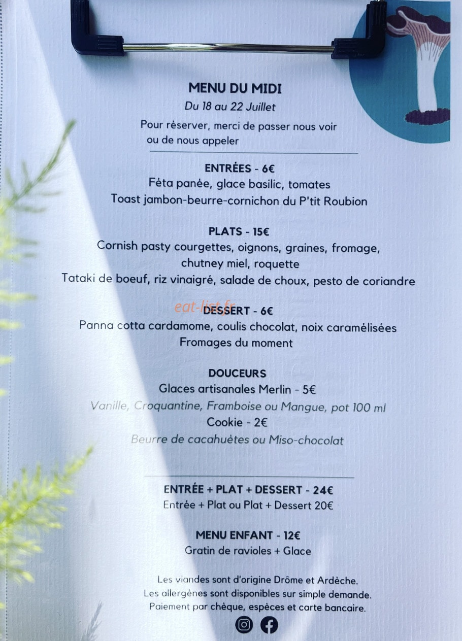 Le P'tit Roubion — carte page 1