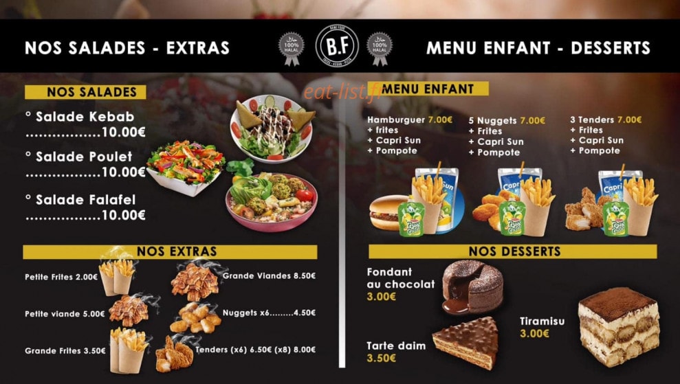 Bawi Food — carte page 1