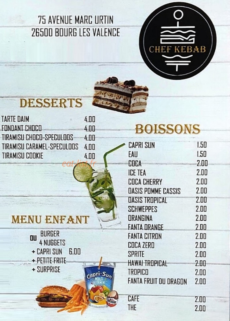 Chef Kebab — carte page 2
