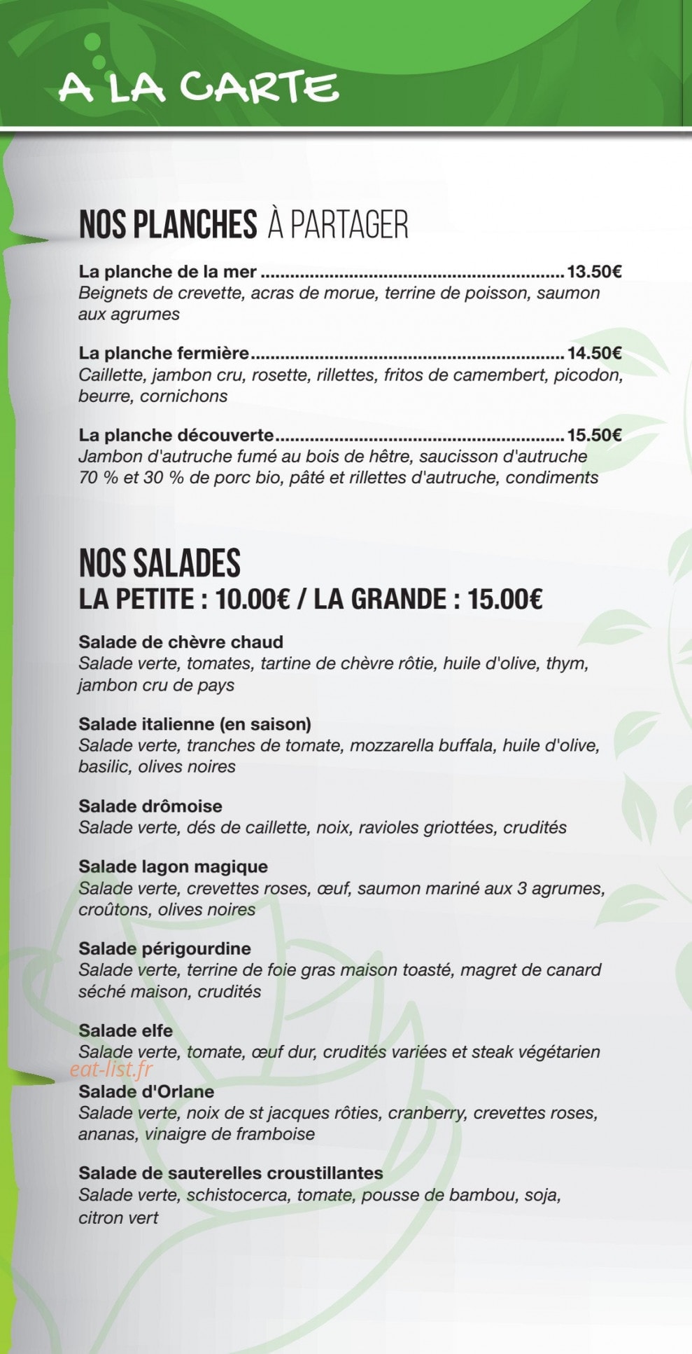 Le chaudron Gourmand — carte page 4
