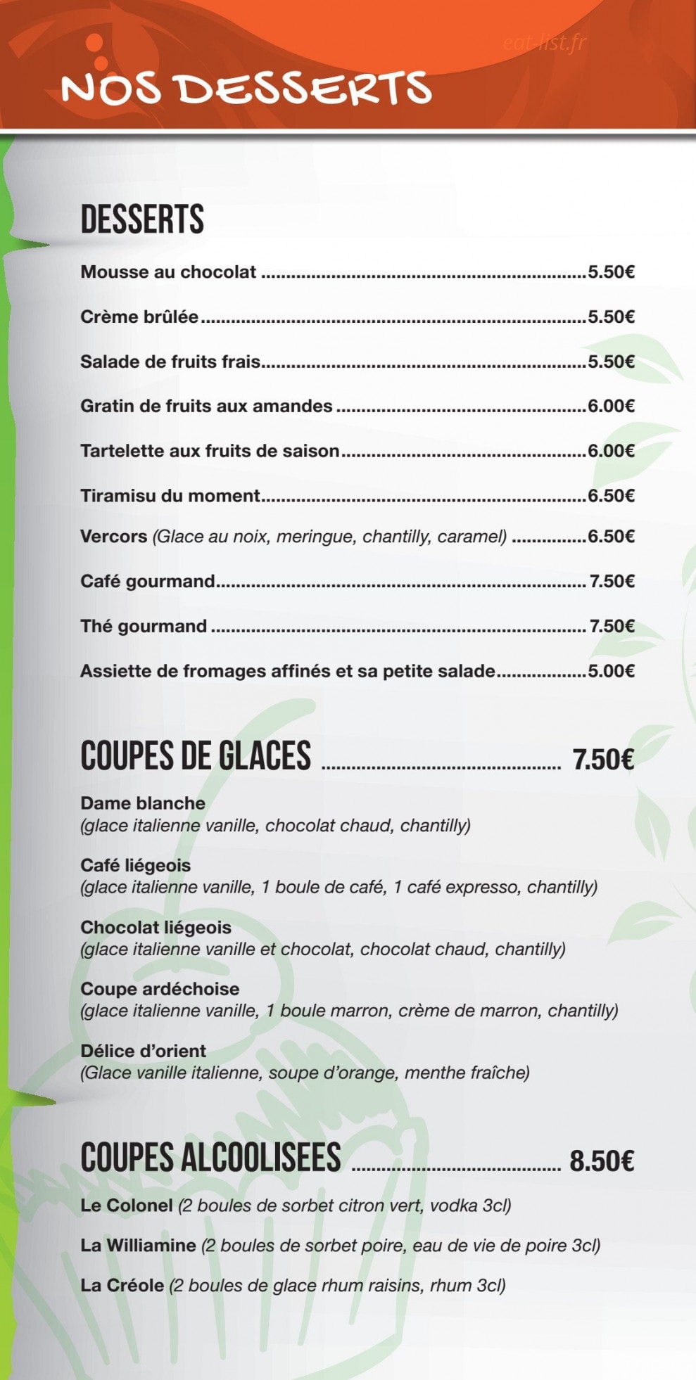 Le chaudron Gourmand — carte page 8