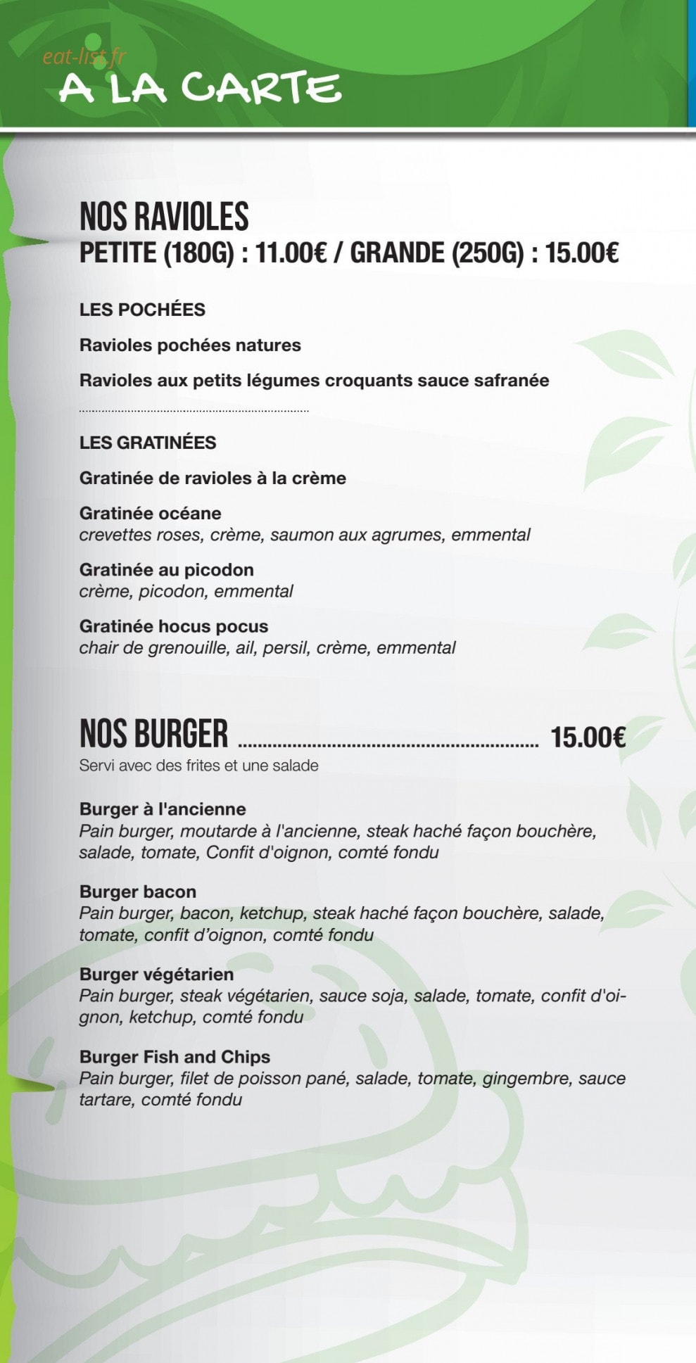 Le chaudron Gourmand — carte page 6