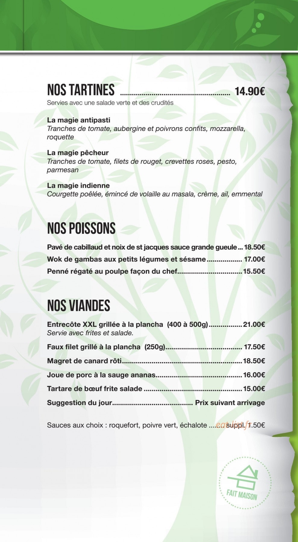 Le chaudron Gourmand — carte page 5