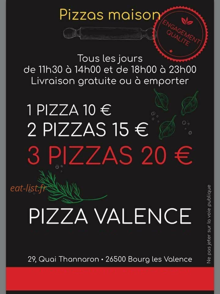 Pizza Valence — carte page 1