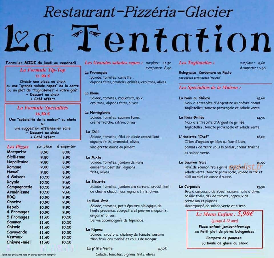 La Tentation — carte page 1