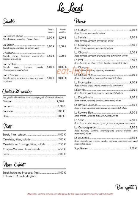 Le Local — carte page 1