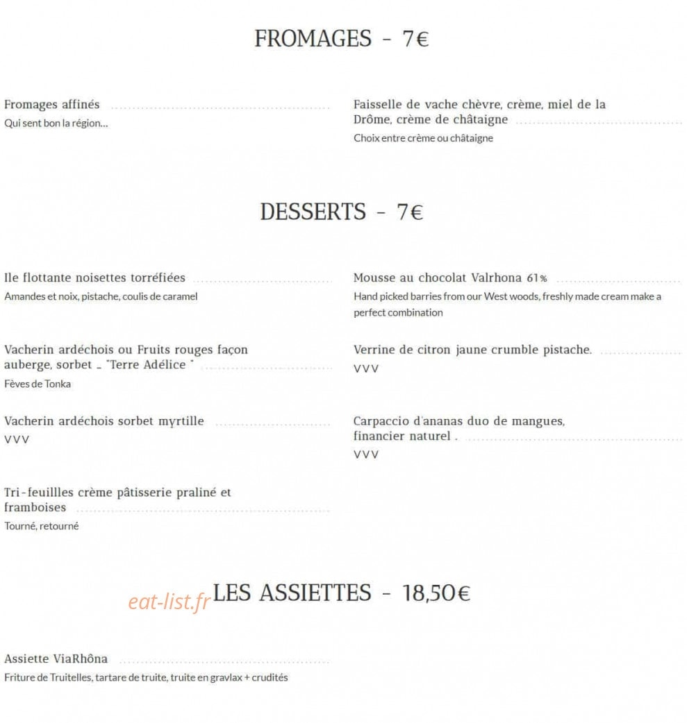 Auberge Monnet — carte page 2