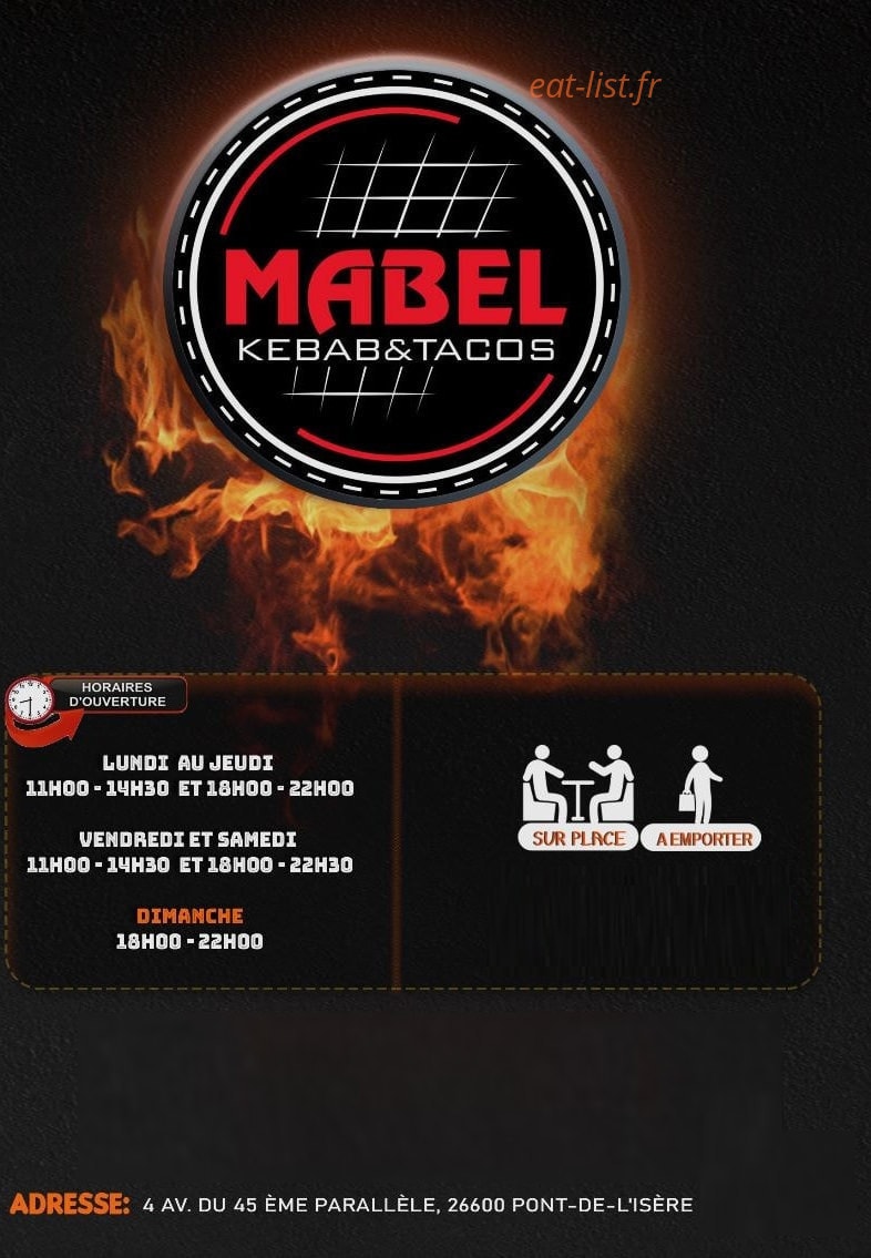 Mabel Kebab Tacos — carte page 1