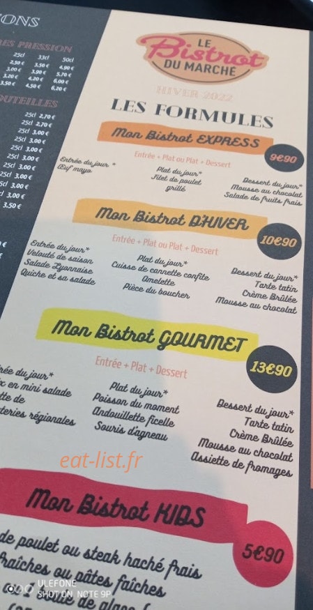 Le Bistrot Du Marché — carte page 1