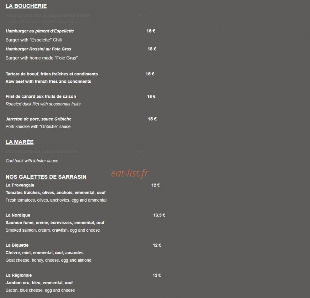 Le Comptoir Gourmand — carte page 2