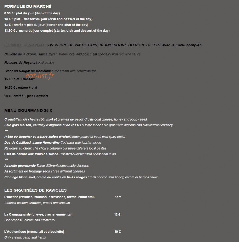Le Comptoir Gourmand — carte page 1