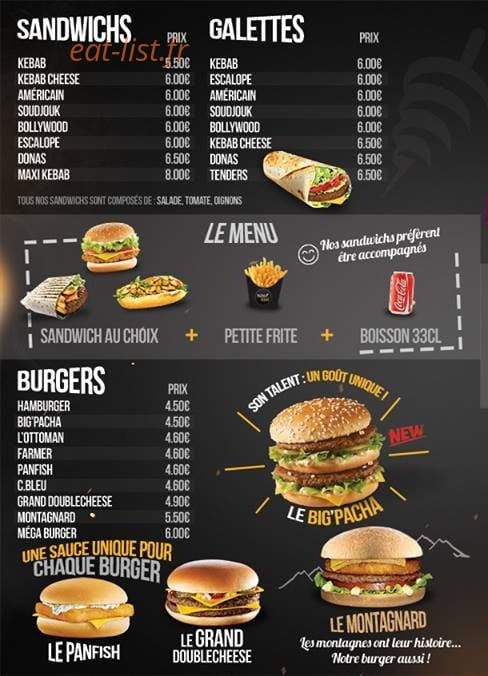 Pacha Kebab — carte page 2