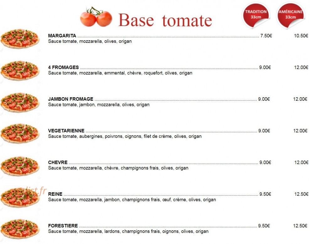Pacha pizza — carte page 1