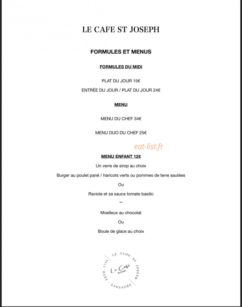 Le Clos — carte page 1