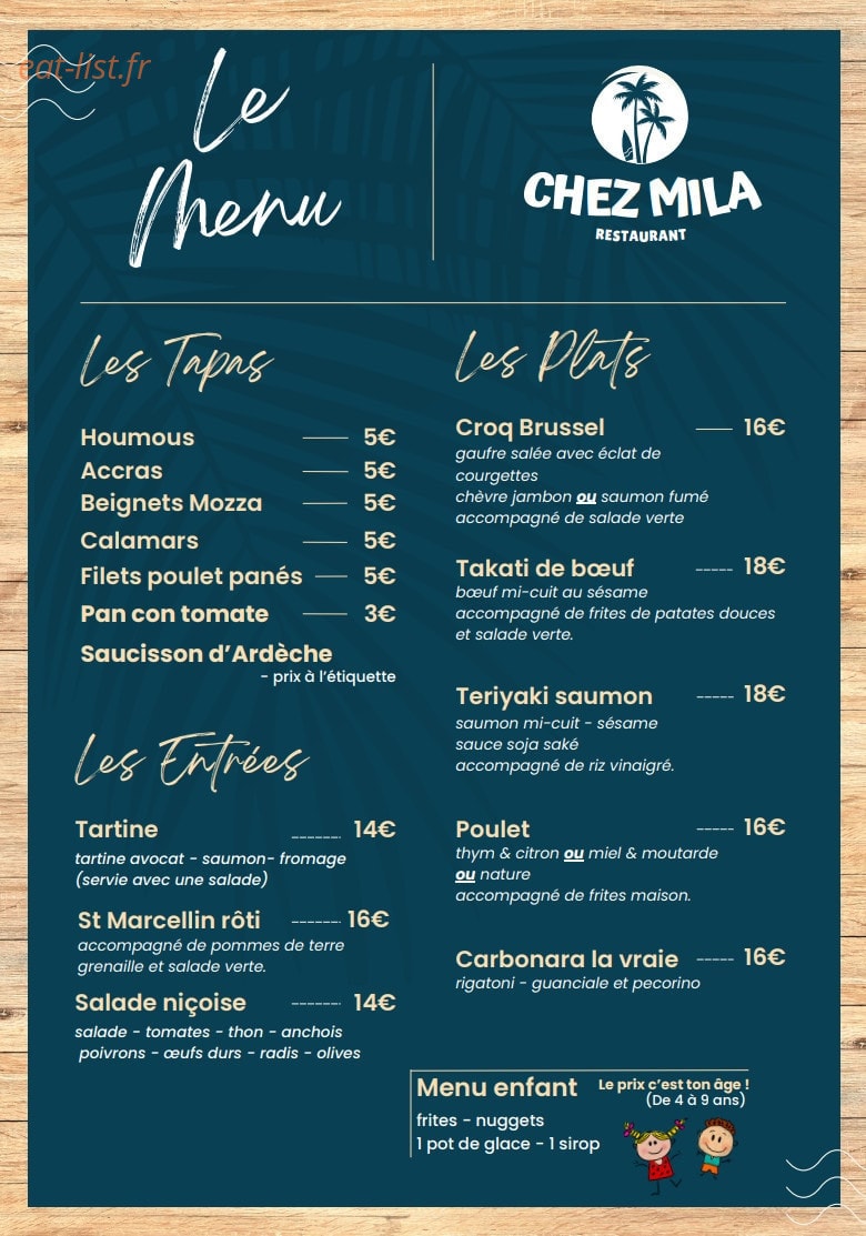 Chez Mila — carte page 1