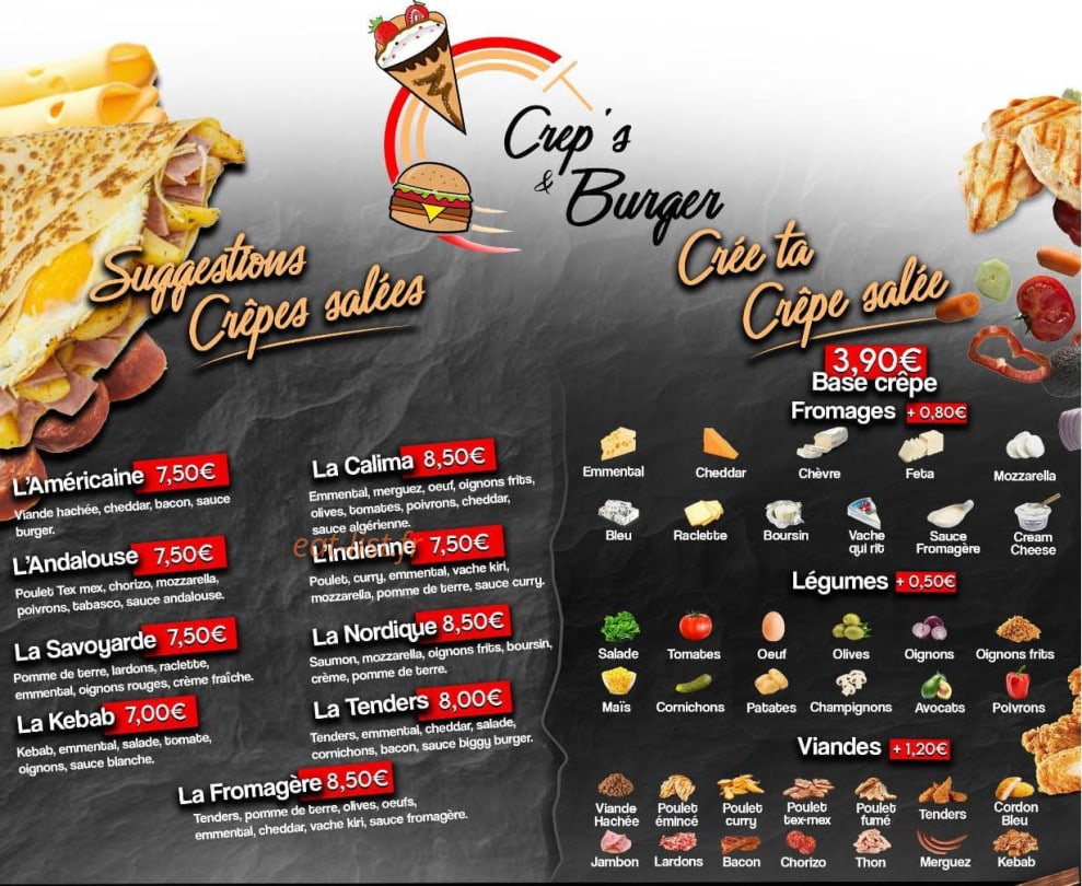 Crep's & Burger — carte page 1