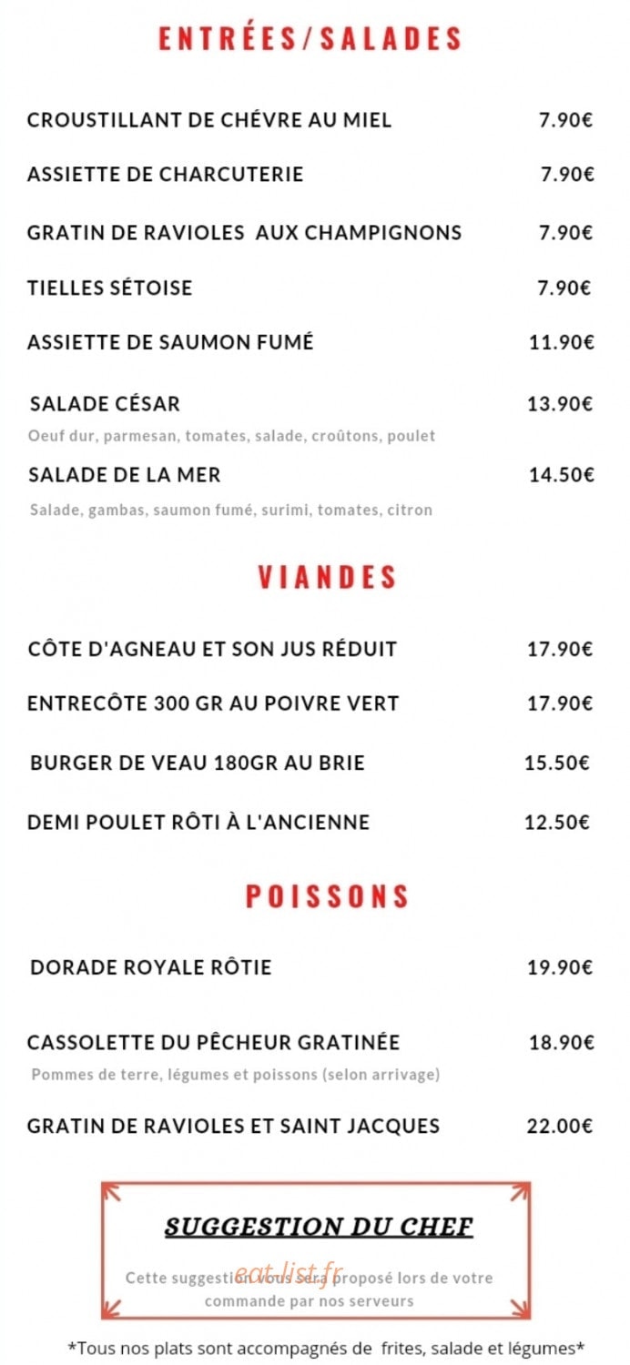 La Brasserie — carte page 1