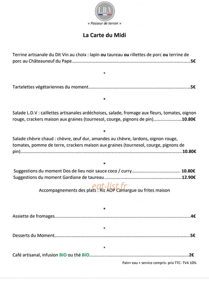 Le Dit Vin — carte page 1
