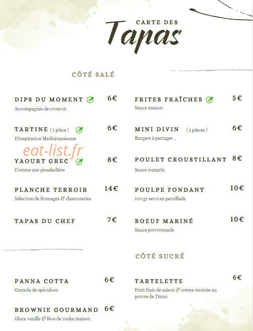 Le Dit Vin — carte page 1