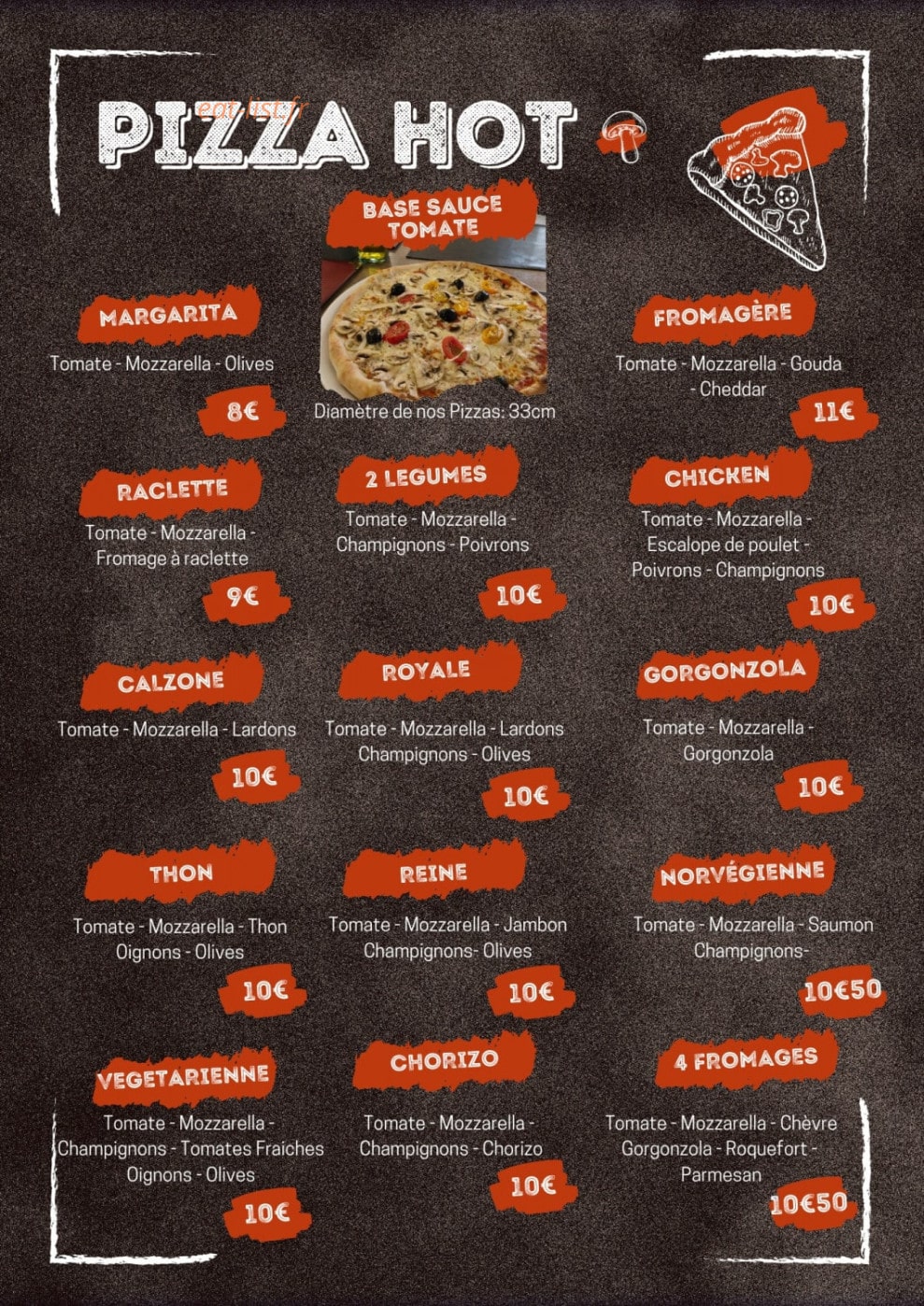 Pizza Hot — carte page 2