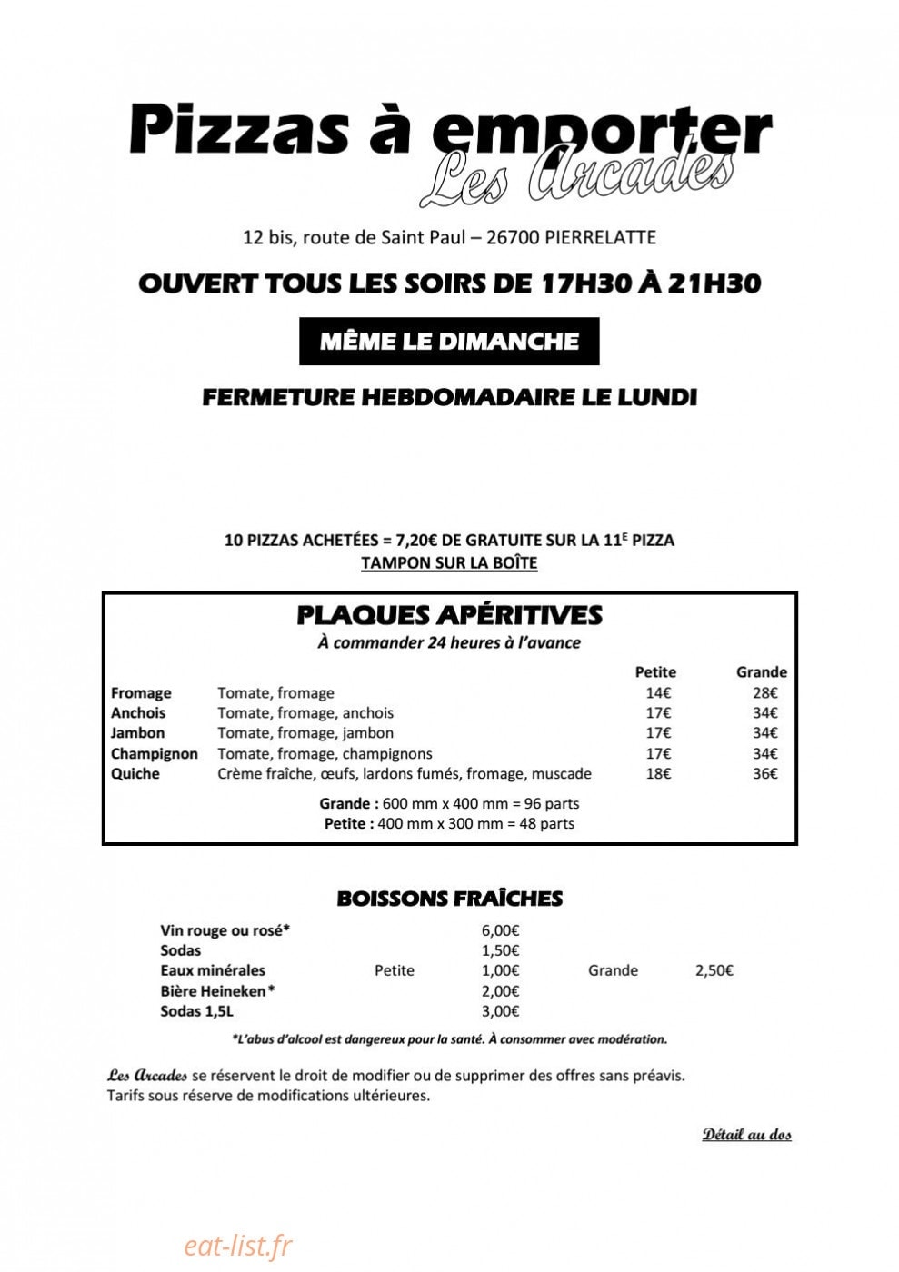 Pizza les Arcades — carte page 2